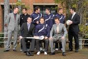 15 December 2011; Executive MBA scholarship recipients Patrick Quinn, Sligo hurler, front row left, and Michael Martin, Louth hurler, front row right, are joined by, back row, from left, Justin McNulty, Laois football manager and last year's recipient of the MBA scholarship, Brian Cullen, Dublin footballer, Michael Murphy, Donegal footballer, Cathal Cregg, Roscommon footballer, Paul Flynn, Dublin footballer, and Colin Moran, former Dublin footballer and last year's recipient of the MBA scholarship. Front row; David Kelly, Sligo footballer, centre, at the launch of the GPA DCU MBA Scholarship Programme 2011/2012, DCU School of Business, Dublin City University, Glasnevin, Dublin. Picture credit: Pat Murphy / SPORTSFILE