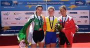 28 May 2017; Denise Walsh of Ireland, left, with her Silver medal after she finished second in the Lightweight Women's Single Sculls during the European Rowing Championships at Racice in the Czech Republic. Photo by Sportsfile
