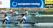 28 May 2017; Paul O'Donovan, left, and Gary O'Donovan of Ireland on their way to finishing second in the Lightweight Men's Double Sculls Final during the European Rowing Championships at Racice in the Czech Republic. Photo by Sportsfile