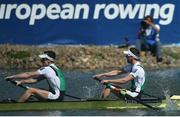 28 May 2017; Shane O'Driscoll, left, and Mark O'Donovan on their way to winning the Lightweight Men's Pair Final during the European Rowing Championships at Racice in the Czech Republic. Photo by Sportsfile