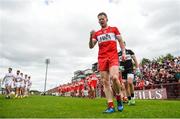 28 May 2017; Enda Lynn of Derry during the pre-match parade ahead of the Ulster GAA Football Senior Championship Quarter-Final match between Derry and Tyrone at Celtic Park in Derry. Photo by Ramsey Cardy/Sportsfile