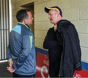 28 May 2017; Wexford manager Davy Fitzgerald with former Wexford star Tom Dempsey before the Leinster GAA Hurling Senior Championship Quarter-Final match between Laois and Wexford at O'Moore Park, in Portlaoise, Co. Laois. Photo by Ray McManus/Sportsfile