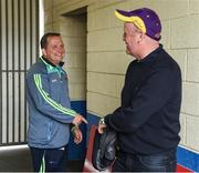 28 May 2017; Wexford manager Davy Fitzgerald with former Wexford star Tom Dempsey before the Leinster GAA Hurling Senior Championship Quarter-Final match between Laois and Wexford at O'Moore Park, in Portlaoise, Co. Laois. Photo by Ray McManus/Sportsfile