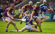 28 May 2017; Sean Downey of Laois in action against Diarmuid O’Keeffe, left, and Matthew O’Hanlon of Wexford during the Leinster GAA Hurling Senior Championship Quarter-Final match between Laois and Wexford at O'Moore Park, in Portlaoise, Co. Laois. Photo by Ray McManus/Sportsfile