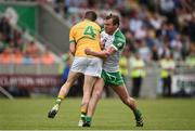 28 May 2017; Owen Mulligan of London in action against Paddy Maguire of Leitrim during the Connacht GAA Football Senior Championship Quarter-Final match between London and Leitrim at McGovern Park, in Ruislip, London, England.   Photo by Seb Daly/Sportsfile