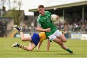 28 May 2017; Seamus O'Carroll of Limerick in action against Shane Brennan of Clare during the Munster GAA Football Senior Championship Quarter-Final between Clare and Limerick at Cusack Park in Ennis, Co. Clare. Photo by Diarmuid Greene/Sportsfile