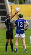 28 May 2017; Willie Dunphy of Laois is shown a red card by referee Cathal McAllister during the Leinster GAA Hurling Senior Championship Quarter-Final match between Laois and Wexford at O'Moore Park, in Portlaoise, Co. Laois. Photo by Ray McManus/Sportsfile