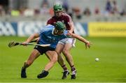 28 May 2017; Chris Crummey of Dublin in action against David Burke of Galway during the Leinster GAA Hurling Senior Championship Quarter-Final match between Galway and Dublin at O'Connor Park, in Tullamore, Co. Offaly.  Photo by Piaras Ó Mídheach/Sportsfile