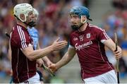 28 May 2017; Conor Cooney, right, and Joe Canning of Galway celebrate after Cooney scored his side's second goal during the Leinster GAA Hurling Senior Championship Quarter-Final match between Galway and Dublin at O'Connor Park, in Tullamore, Co. Offaly. Photo by Daire Brennan/Sportsfile