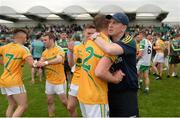 28 May 2017; Leitrim manager Brendan Guckian, right, congratulates Michael McWeeney following their side's victory during the Connacht GAA Football Senior Championship Quarter-Final match between London and Leitrim at McGovern Park, in Ruislip, London, England. Photo by Seb Daly/Sportsfile