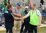 28 May 2017; Clare manager Colm Collins, left, and Limerick manager Billy Lee exchange a handshake after the Munster GAA Football Senior Championship Quarter-Final between Clare and Limerick at Cusack Park in Ennis, Co. Clare. Photo by Diarmuid Greene/Sportsfile