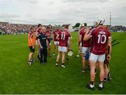 28 May 2017; Galway manager Micheál Donoghue speaks to his team ahead of the Leinster GAA Hurling Senior Championship Quarter-Final match between Galway and Dublin at O'Connor Park, in Tullamore, Co. Offaly. Photo by Daire Brennan/Sportsfile