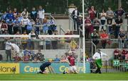 28 May 2017; Jason Flynn of Galway after scoring his side's first goal during the Leinster GAA Hurling Senior Championship Quarter-Final match between Galway and Dublin at O'Connor Park, in Tullamore, Co. Offaly. Photo by Daire Brennan/Sportsfile
