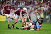 28 May 2017; Jason Flynn of Galway in action against Eoghan O'Donnell of Dublin during the Leinster GAA Hurling Senior Championship Quarter-Final match between Galway and Dublin at O'Connor Park, in Tullamore, Co. Offaly. Photo by Daire Brennan/Sportsfile