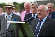 28 May 2017; London GAA Senior Board Chairman John Lacey speaking at the unveiling of the new stand and facilities prior to the Connacht GAA Football Senior Championship Quarter-Final match between London and Leitrim at McGovern Park, in Ruislip, London, England.   Photo by Seb Daly/Sportsfile