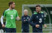 29 May 2017; Richard Keogh, left, and Daryl Murphy of Republic of Ireland during squad training at the FAI National Training Centre in Abbotstown, Co Dublin. Photo by Piaras Ó Mídheach/Sportsfile