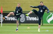 29 May 2017; James McClean, left, and Shane Duffy of Republic of Ireland during squad training at the FAI National Training Centre in Abbotstown, Co Dublin. Photo by Piaras Ó Mídheach/Sportsfile