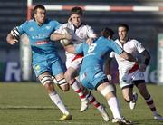 16 December 2011; Craig Gilroy, Ulster, is tackled by Josh Sole, Aironi. Heineken Cup, Pool 4, Round 4, Aironi v Ulster, Stadio Brianteo, Monza, Italy. Picture credit: SPORTSFILE