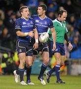 17 December 2011; Ian Madigan, Leinster, is congratulated by team mate Rob Kearney after scoring his side's seventh try. Heineken Cup, Pool 3, Round 4, Leinster v Bath, Aviva Stadium, Lansdowne Road, Dublin. Picture credit: Brendan Moran / SPORTSFILE