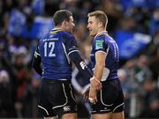 17 December 2011; Luke Fitzgerald, Leinster, is congratulated by team-mate Fergus McFadden, left, after scoring his side's second try. Heineken Cup, Pool 3, Round 4, Leinster v Bath, Aviva Stadium, Lansdowne Road, Dublin. Picture credit: Stephen McCarthy / SPORTSFILE