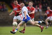 27 May 2017; Darren Guiry of Waterford in action against Diarmuid Colfer of Cork during the Munster GAA Football Junior Championship Quarter-Final match between Waterford and Cork at Fraher Field in Dungarvan, Co Waterford. Photo by Matt Browne/Sportsfile
