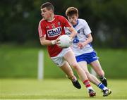 27 May 2017; Anthony O'Connor of Cork in action against Conor McCarthy of Waterford during the Munster GAA Football Junior Championship Quarter-Final match between Waterford and Cork at Fraher Field in Dungarvan, Co Waterford. Photo by Matt Browne/Sportsfile