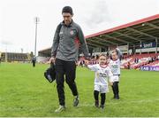28 May 2017; Tyrone physiotherapist Michael Harte, along with son's Michal junior and Liam walk of the pitch after the Ulster GAA Football Senior Championship Quarter-Final match between Derry and Tyrone at Celtic Park, in Derry. Photo by Oliver McVeigh/Sportsfile