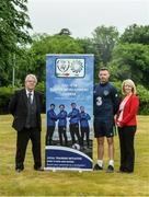 29 May 2017; In attendance at the FAI ETB Player Development Courses launch are, from left, Fred Austin, Loughlinstown Training Centre, Andy Boyle, Republic of Ireland International and Graduate of the Cabra FAI ETB Player Development Course, and Annette Andrews, Baldoyle Training Centre. The FAI ETB Player Development Courses are funded by the Dublin and Dun Laoghaire Education and Training Board. Applications are now open for the courses at www.fai.ie/fai-etb/courses. FAI National Training Centre in Abbotstown, Co. Dublin. Photo by Piaras Ó Mídheach/Sportsfile