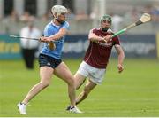 28 May 2017; Liam Rushe of Dublin in action against Cathal Mannion of Galway during the Leinster GAA Hurling Senior Championship Quarter-Final match between Galway and Dublin at O'Connor Park, in Tullamore, Co. Offaly.  Photo by Piaras Ó Mídheach/Sportsfile