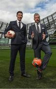 30 May 2017; Sean St Ledger, left, and Stephen Hunt, at the launch of Benetti as the official tailor to the Football Association of Ireland at the Aviva Stadium. Benetti will exclusively design and supply casual and formal wear to the senior Republic of Ireland men’s team until 2020 as part of a three year deal. For more information on Benetti log on to www.benetti.ie. Aviva Stadium, Lansdowne Road, Dublin. Photo by Seb Daly/Sportsfile