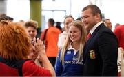 31 May 2017; Jack McGrath poses for a photograph with April Faulkner, from Baltinglass, Co. Wicklow, as the British and Irish Lions squad arrive at Auckland Airport in New Zealand. Photo by Stephen McCarthy/Sportsfile
