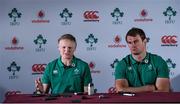 31 May 2017; Ireland head coach Joe Schmidt with team cpatain Rhys Ruddock during a squad press conference at Carton House, Maynooth, in Co. Kildare. Photo by Matt Browne/Sportsfile