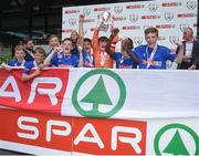 31 May 2017; Captain Seán Molloy and players from St Ciarans NS, Co Dublin, celebrate winning the Section C trophy during the SPAR FAI Primary School 5s National Finals at Aviva Stadium where girls and boys from 12 counties battled it out for national honours. The 2017 SPAR FAI Primary School 5s Programme was the biggest yet as almost 28,576 children from 1,495 schools took part in county, regional and provincial blitzes nationwide. For further information please see www.spar.ie or www.faischools.ie Photo by Cody Glenn/Sportsfile