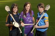 19 December 2011; At the announcement of the National Camogie Third Level Bursaries are recipients Laura Twomey, left, DCU and Naomh Mearnog Camogie Club, Co. Dublin, Aine Keogh, Dundalk Institute of Technology and Dunboyne Camogie Club, Co. Meath, and Eileen McElroy, right, University College Dublin and Castleblayney Camogie Club, Co. Monaghan. Croke Park, Dublin. Photo by Sportsfile