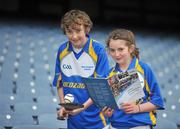 20 December 2011; Barry Neville, age 14, and Clare Nulty, age 13, from Castleknock GAA Club, in attendance at the GAA Games Development Conference  Launch. The Conference will take place on January 14th 2012 in Croke Park. Following on from the success of the 2010 Conference- which focused on issues related to the development of the child layer - the 2011 Conference will focus on issues related to the Youth Player (aged 13 - 18 years). Croke Park, Dublin. Picture credit: Brian Lawless / SPORTSFILE