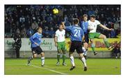 11 November 2011; Republic of Ireland's Keith Andrews heads to score his side's first goal, after thirteen minutes, despite the attempts of Estonia's Konstantin Vassiljev. UEFA EURO2012 Qualifying Play-off, 1st leg, Estonia v Republic of Ireland, Le Coq Arena, Tallinn, Estonia. Photo by Sportsfile