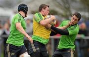22 December 2011; Munster's Denis Hurley is tackled by Tom Gleeson during squad training ahead of their Celtic League game against Connacht on Monday. Munster Rugby Squad Training, Kilballyowen Park, Bruff, Co. Limerick. Picture credit: Diarmuid Greene / SPORTSFILE