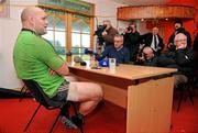 22 December 2011; Munster's John Hayes speaking during a press conference ahead of their Celtic League game against Connacht on Monday. Munster Rugby Press Conference, Kilballyowen Park, Bruff, Co. Limerick. Picture credit: Diarmuid Greene / SPORTSFILE