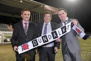 23 December 2011; Seán McCaffre, centre, with first team coach John Whyte, left, and assistant manager Darius Kierans after he was introduced as the new manager of Dundalk FC. Oriel Park, Dundalk, Co. Louth. Photo by Sportsfile