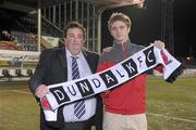 23 December 2011; Seán McCaffrey, left,  with Mark Griffin, who has re-signed for the club,  after he was introduced as the new manager of Dundalk FC. Oriel Park, Dundalk, Co. Louth. Photo by Sportsfile