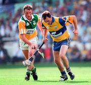 9 August 1998; Anthony Daly of Clare in action against John Ryan of Offaly during the Guinness All-Ireland Senior Hurling Championship Semi-Final match between Clare and Offaly at Croke Park in Dublin. Photo by Brendan Moran/Sportsfile