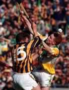 13 September 1998; Barry Whelahan of Offaly in action against Charlie Carter of Kilkenny during the Guinness All-Ireland Senior Hurling Championship Final match between Kilkenny and Offaly at Croke Park in Dublin. Photo by Brendan Moran/Sportsfile