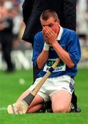 16 August 1998; Waterford goalkeeper Brendan Landers dejected after the Guinness All-Ireland Senior Hurling Championship Semi-Final match between Kilkenny and Waterford at Croke Park in Dublin. Photo by Ray McManus/Sportsfile