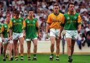 2 August 1998; Meath captain Brendan Reilly leads his team-mates in the pre-match parade before the Bank of Ireland Leinster Senior Football Championship Final match between Kildare and Meath at Croke Park in Dublin. Photo by David Maher/Sportsfile
