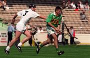 30 August 1998; Brian Darcy of Kerry in action against Ronan O'Malley of Kildare during the All-Ireland U21 &quot;B&quot; Hurling Championship Final Refixture match betweek Kerry and Kildare at Croke Park in Dublin. Photo by Ray McManus/Sportsfile