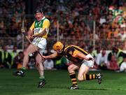 13 September 1998; Brian Whelahan of Offaly is tackled by Liam Keoghan of Kilkenny during the Guinness All-Ireland Senior Hurling Championship Final match between Kilkenny and Offaly at Croke Park in Dublin. Photo by Brendan Moran/Sportsfile