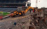 30 September 1998; Construction workers begin to demolish the Canal End at Croke park prior to the start of Phase 2 of the redevoplement of Croke Park. Photo by David Maher/Sportsfile