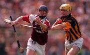 16 August 1998; Cathal Coen of Galway in action against Canice Hickey of Kilkenny during the All-Ireland Minor Hurling Championship Semi-Final match between Kilkenny and Galway at Croke Park in Dublin. Photo by Ray McManus/Sportsfile