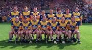 29 August 1998; The Clare team, front row, from left; Brian Lohan, Frank Lohan, John Reddan, David Fitzgerald, Alan Markham, Ger O'Loughlin, Brian Quinn and Seánie McMahon. Front row; Liam Doyle, David Forde, Ollie Baker, Anthony Daly, Jamesie O'Connor, Fergus Tuohy and Niall Gilligan before the Guinness All-Ireland Senior Hurling Championship Semi-Final Refixture match between Clare and Offaly at Semple Stadium in Thurles, Tipperary. Photo by Ray McManus/Sportsfile