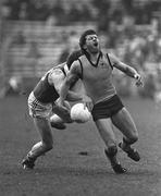 1 November 1987; Brian Royal of Australia is tackled by Pat Byrne of Ireland during the International Rules Series Third Test match between Ireland and Australia at Croke Park in Dublin. Photo by Ray McManus/Sportsfile